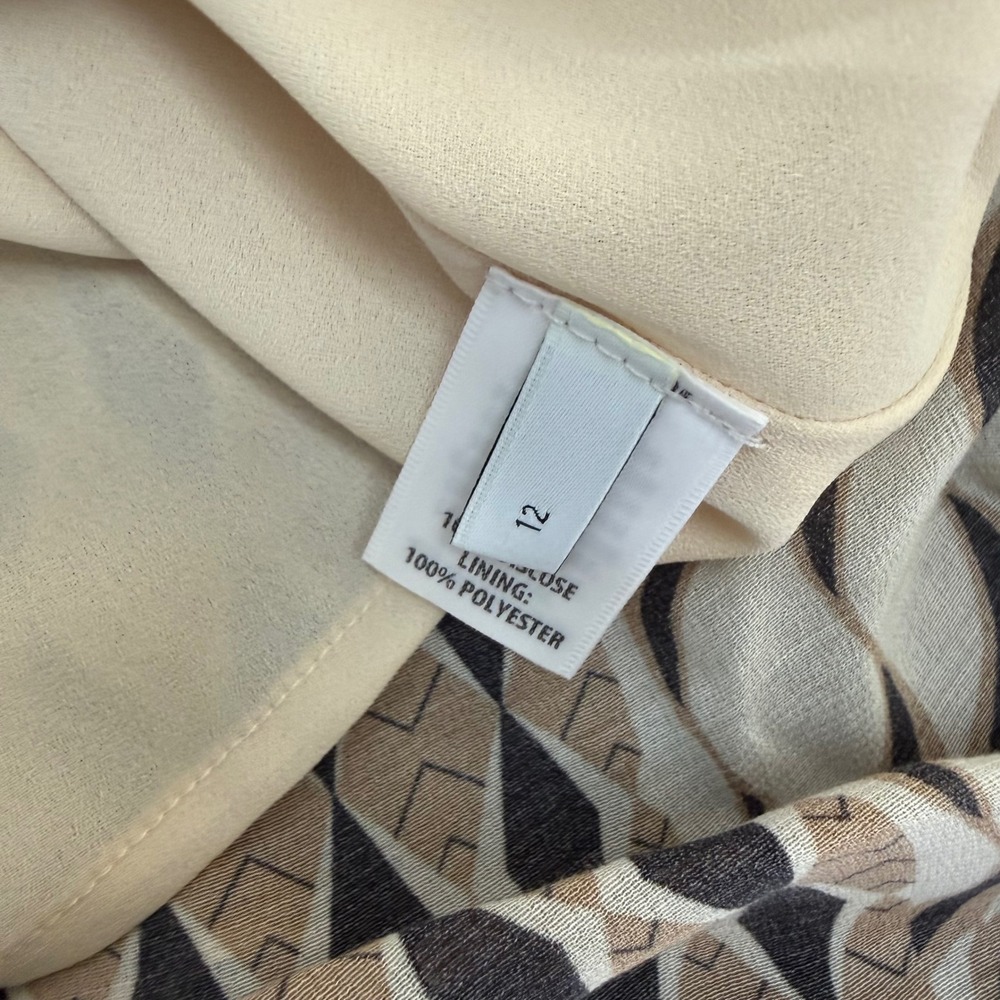 St. John NWT Whitney Mosaic Ecru Cinnamon Multi Geometric Print Midi Dress 12 - Picture 6 of 9